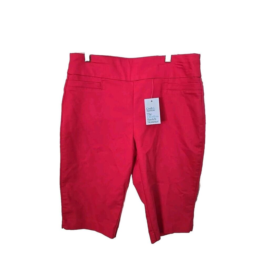 NWT Croft & Barrow Pink Skimmer Straight Leg Mid Rise Pull On Shorts Womans Sz 8